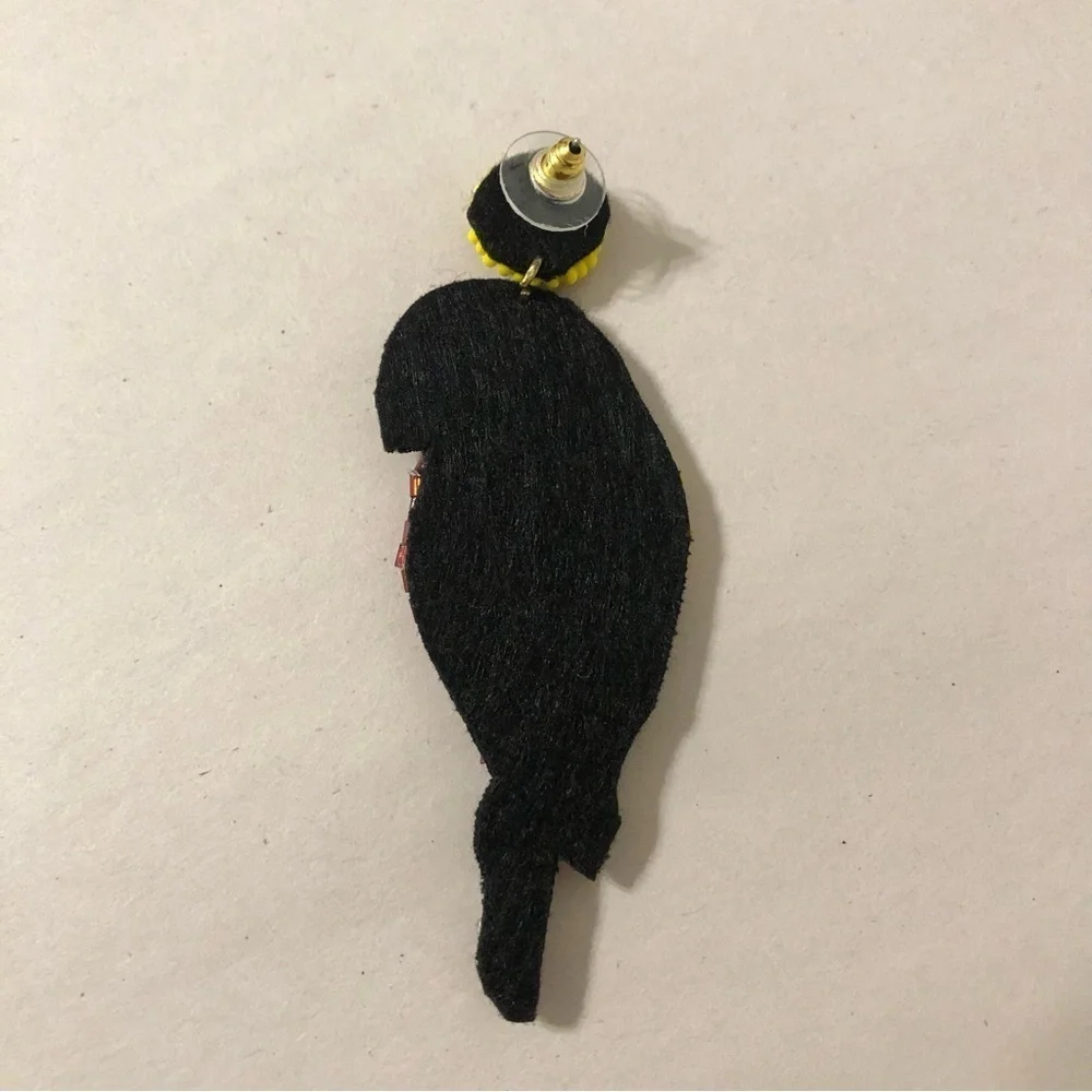 New Noir Parakeet Bird Beaded Sequin Bejewel Earrings